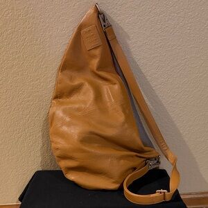 Free People We The Free Tan Leather Sling Satchel Bag